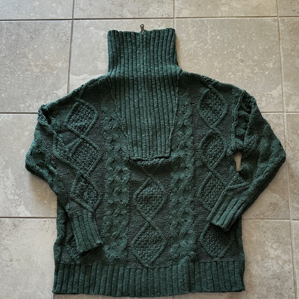 Free People Driftwood Cable Polo Sweater